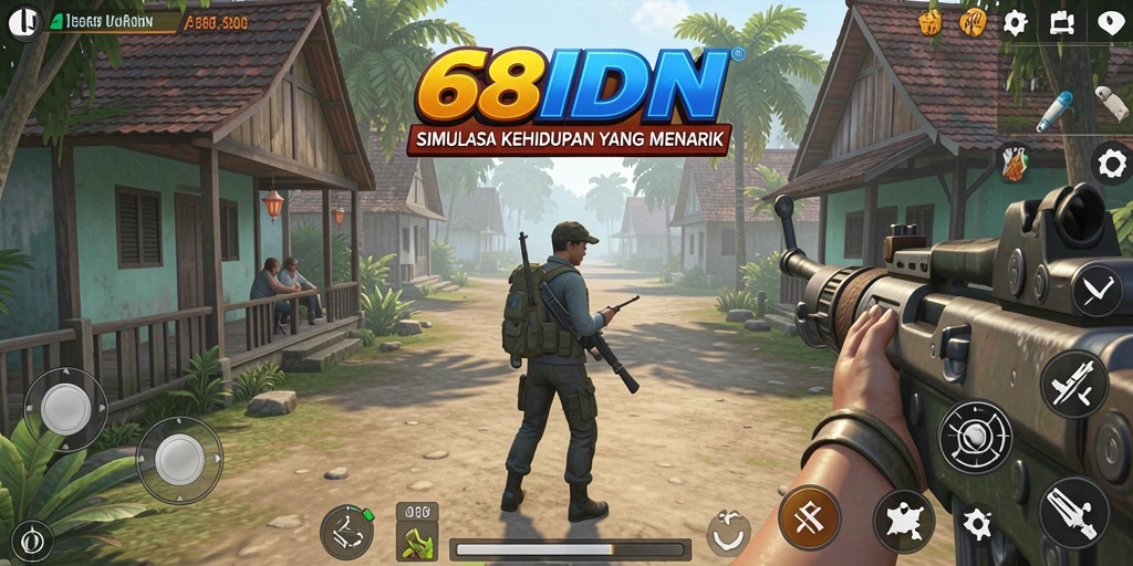 Screenshot gameplay 68IDN menampilkan karakter dalam dunia simulasi.