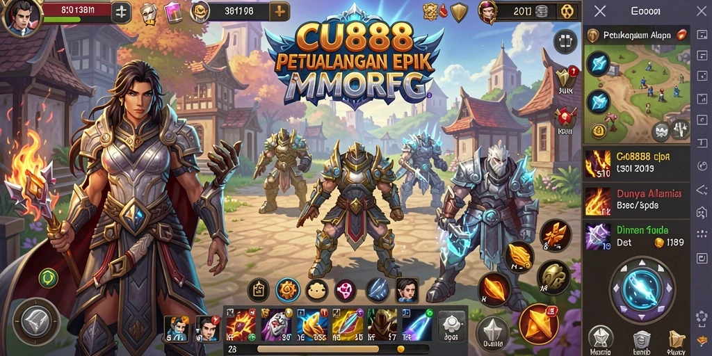 Tangkapan layar gameplay <strong>CU888</strong> yang menampilkan pertempuran seru dalam dunia MMORPG.