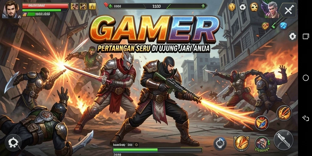 Tampilan gameplay intens dalam GAMERP yang menampilkan pertarungan aksi.