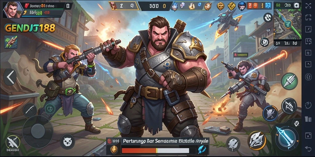 Tampilan aksi mendebarkan dalam gameplay GENDUT188 Battle Royale.