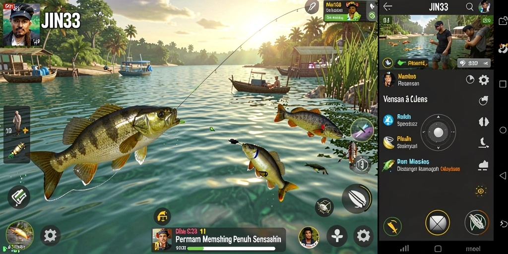 Tampilan menawan dari gameplay memancing di JIN33.
