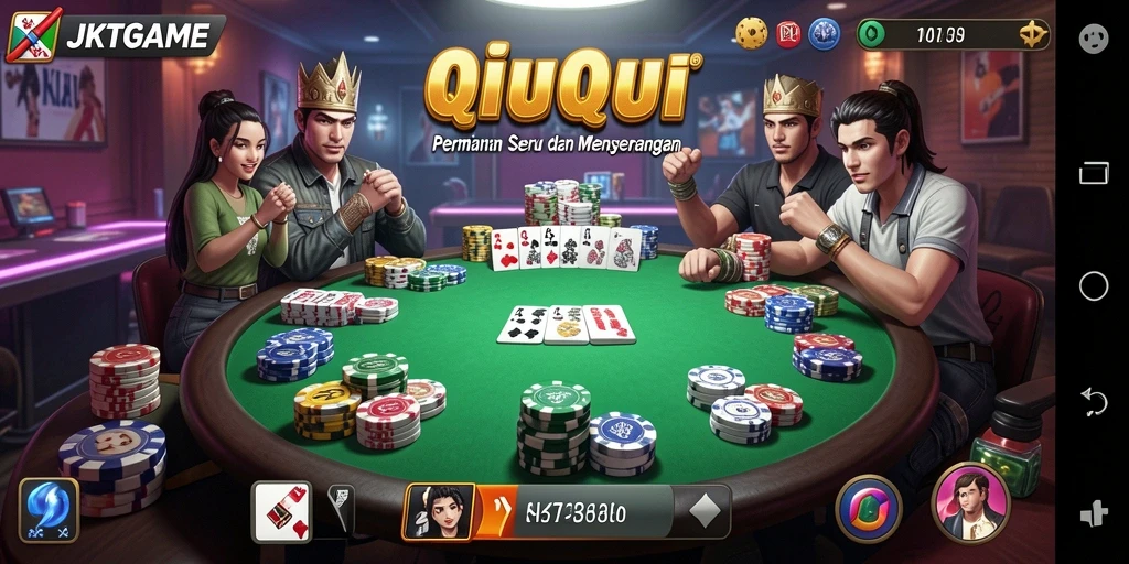 Tampilan seru gameplay QiuQiu di JKTGAME.