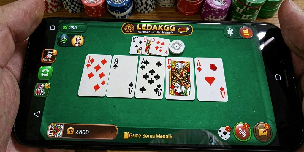 Tampilan gameplay LEDAKGG yang seru dan interaktif dalam permainan Gaple.