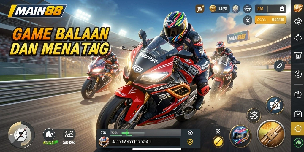 Tampilan gameplay seru dari game balapan motor MAIN88.