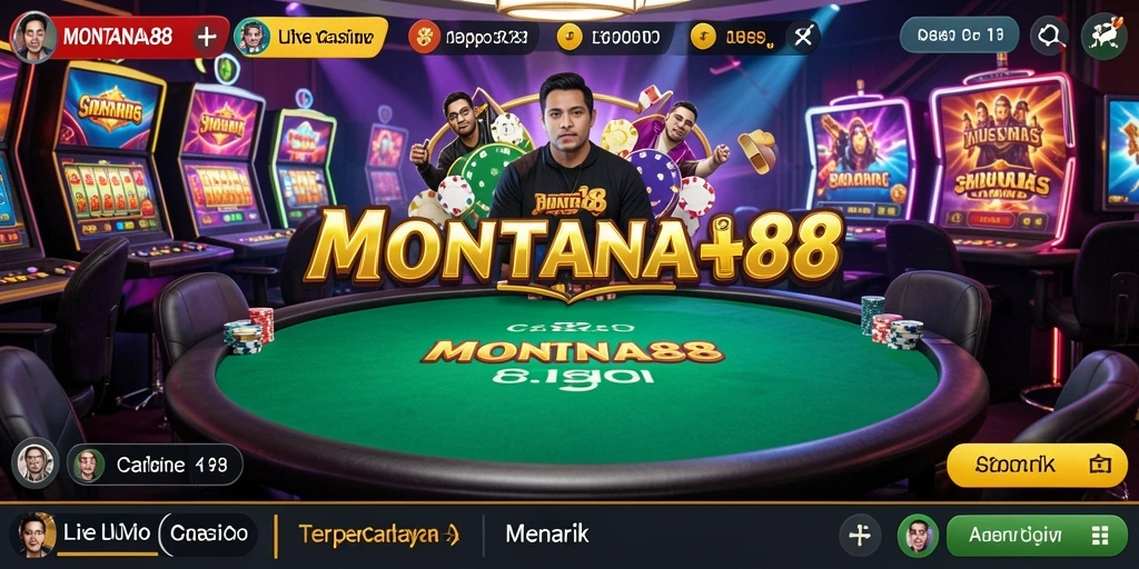Screenshot MONTANA88 menampilkan dealer langsung dan permainan kasino yang mendebarkan.