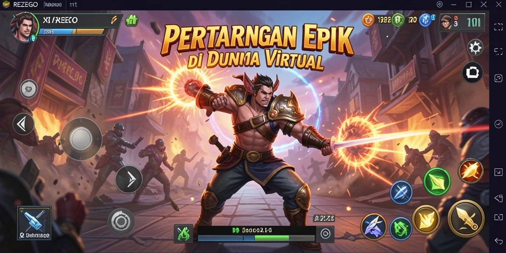 Tampilan gameplay REZEGO yang mendebarkan dan penuh aksi.