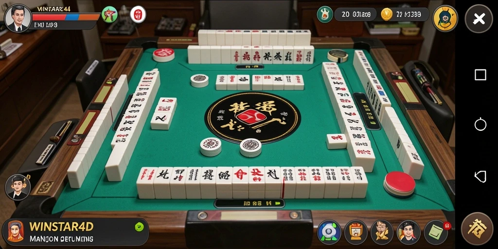 Tampilan gameplay seru dalam WINSTAR4D dengan mahjong yang menarik.